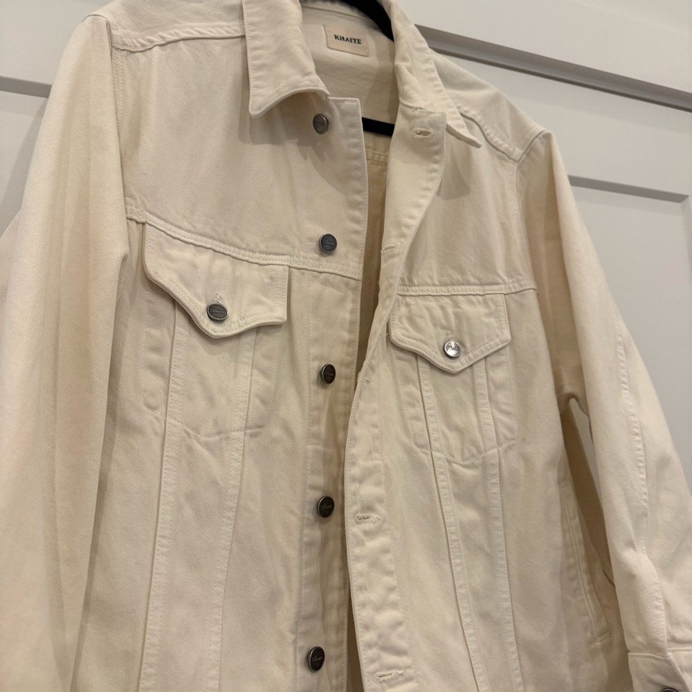 KHAITE Ivory Grizzo Oversized Denim Jacket, S - Picture 3 of 7
